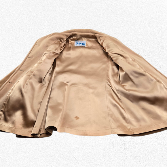 Vintage 60s Davis of Boston Tan Camel Wool Double Breasted Mod Coat Size Medium - Picture 13 of 16